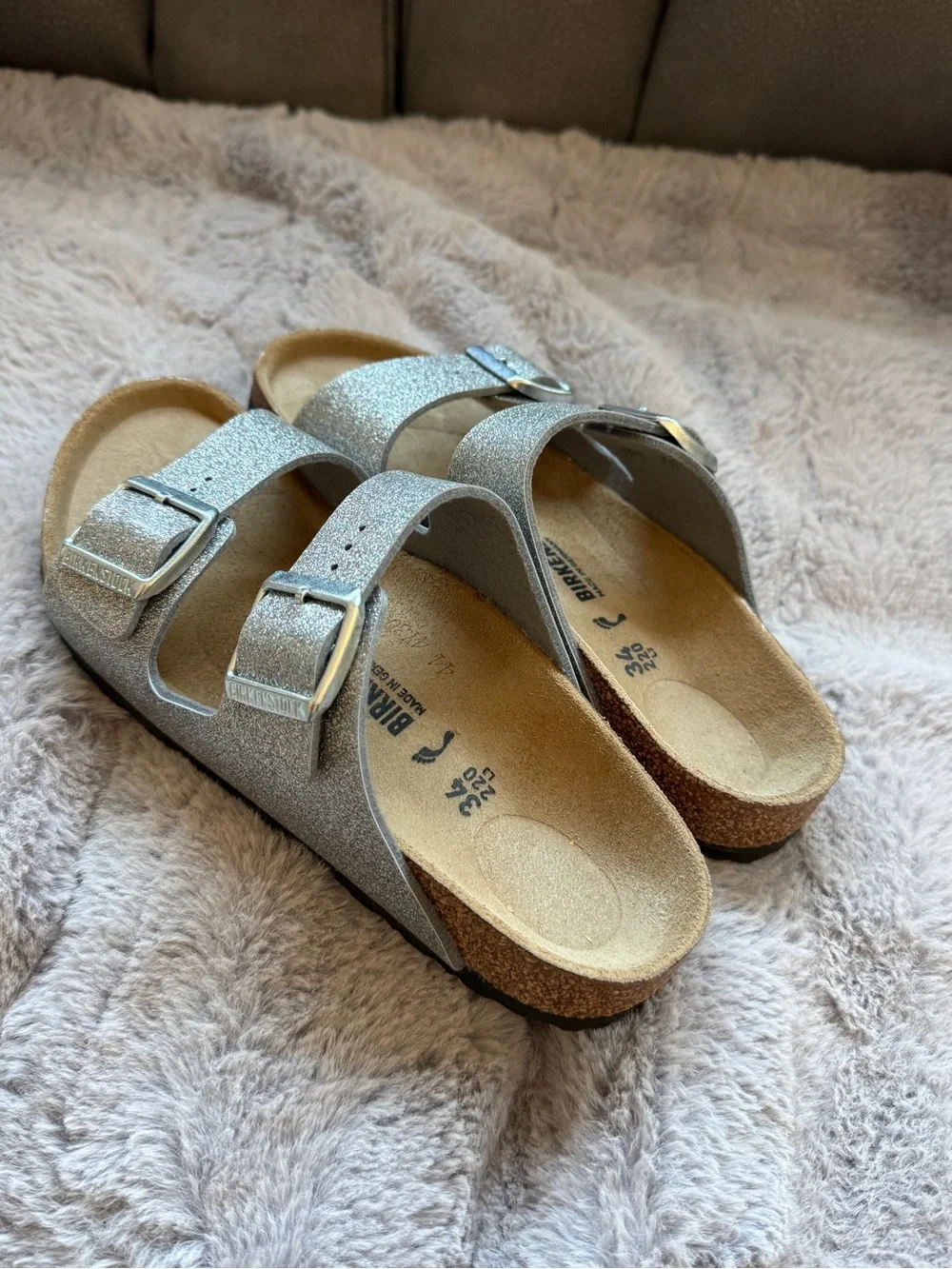 Birkenstock Silver Glitter Two-Strap Kids Sandals